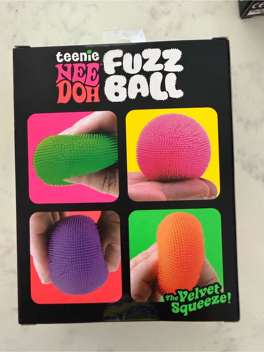 NeeDoh teenie Fuzz Ball Set - Green, Pink, Purple, Orange - Picture 2 of 3